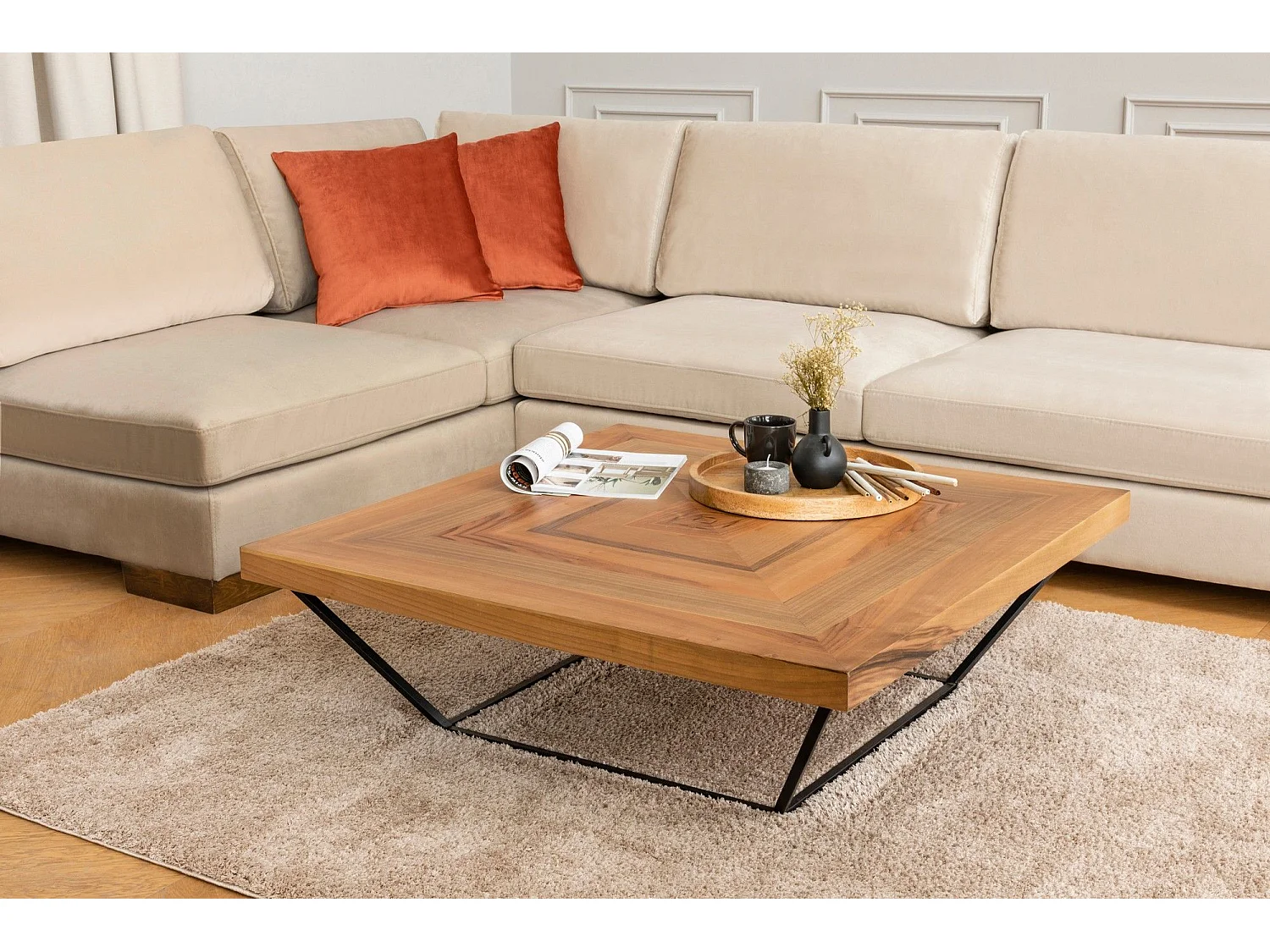 Canapé d'angle gauche Perissa Velours Beige