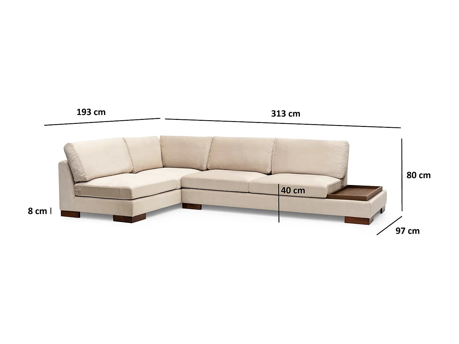 Canapé d'angle gauche Perissa Velours Beige