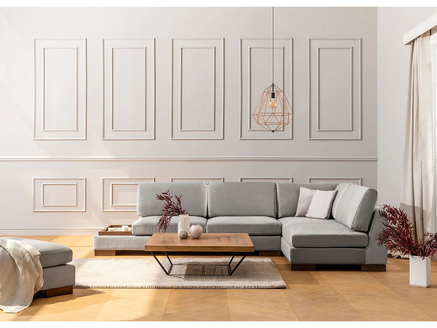 Sofá rinconero Altadena 448, Gris, 313x193x80cm