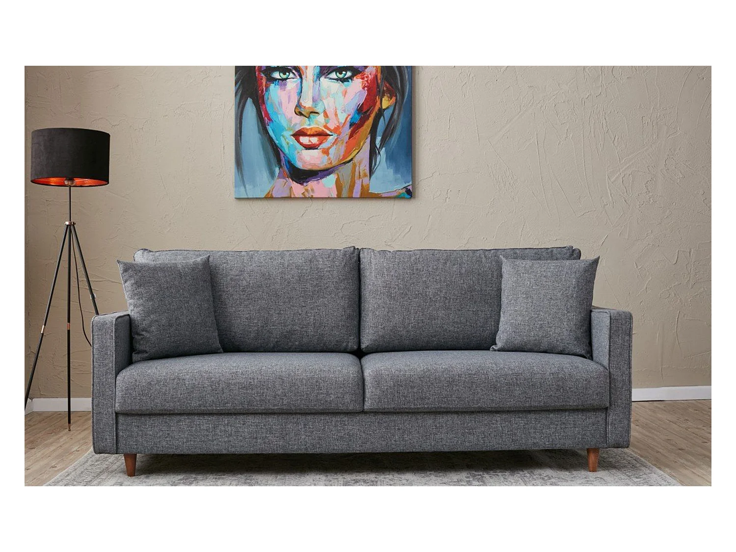 Canapé 3 places moderne Evania Tissu Gris