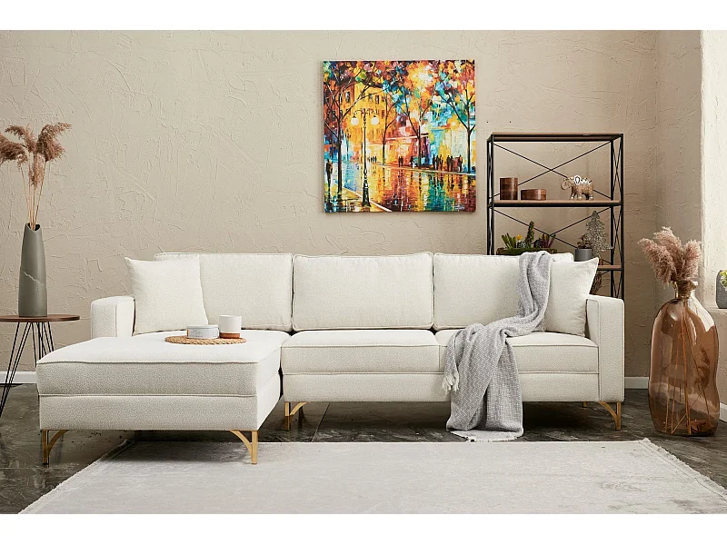 Sofá rinconero Altadena 338, De color marrón claro, 258x181x83cm