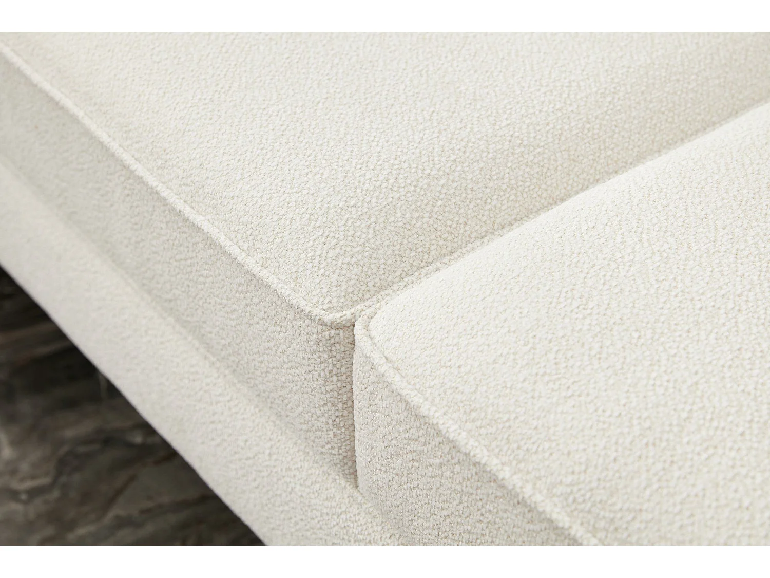 Canapé d'angle moderne Barlino angle à gauche Tissu Crème pieds Or