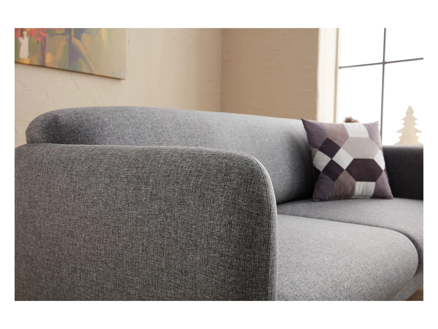 Canapé d'angle à gauche Juanita Tissu Gris clair