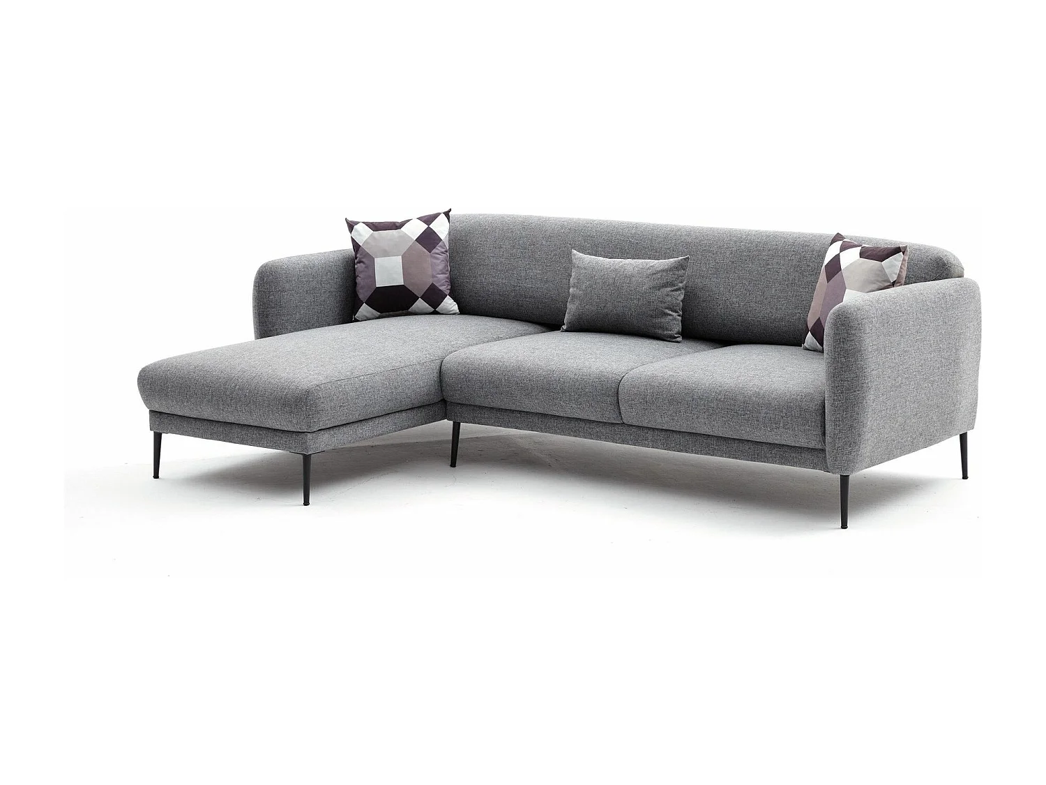 Moderne hoekbank links lichtgrijs stof Valiko 265 cm