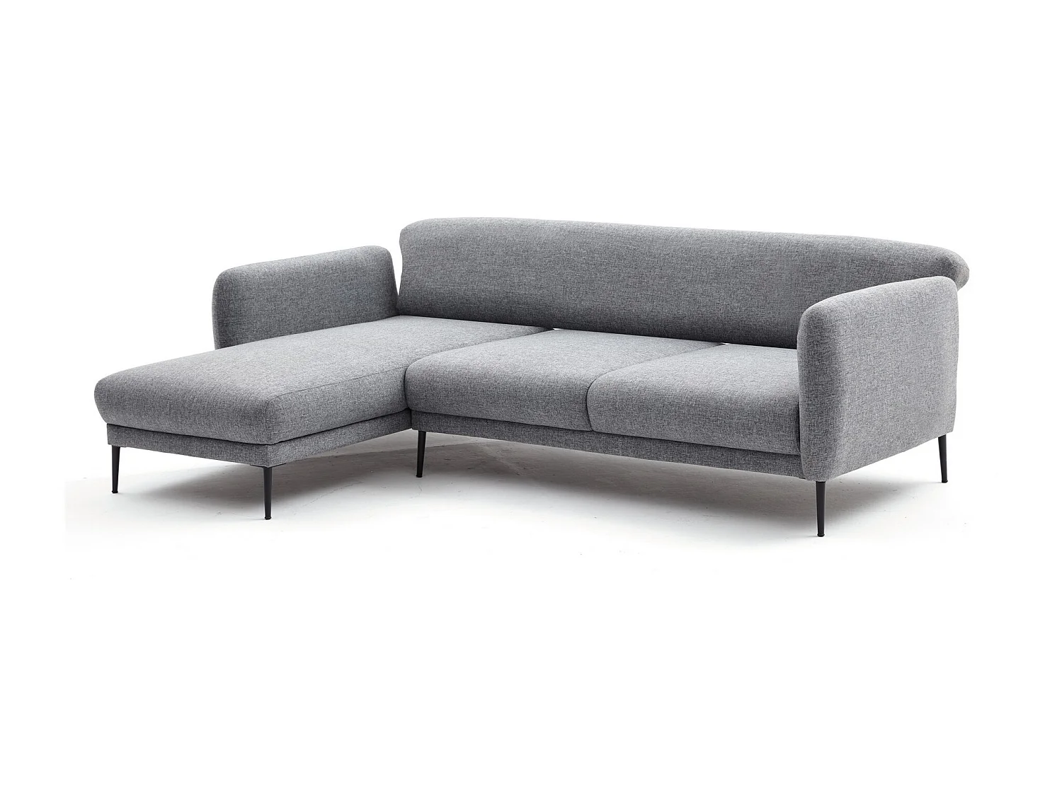 Moderne hoekbank links lichtgrijs stof Valiko 265 cm