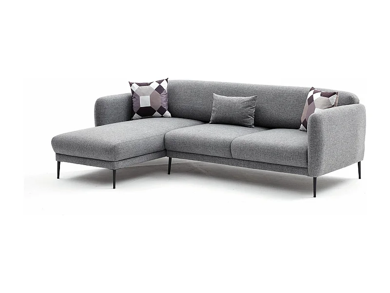 Canapé d'angle à gauche Juanita Tissu Gris clair