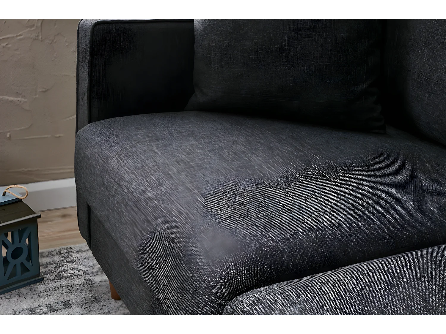 Canapé 2 places moderne Evania Tissu Gris anthracite