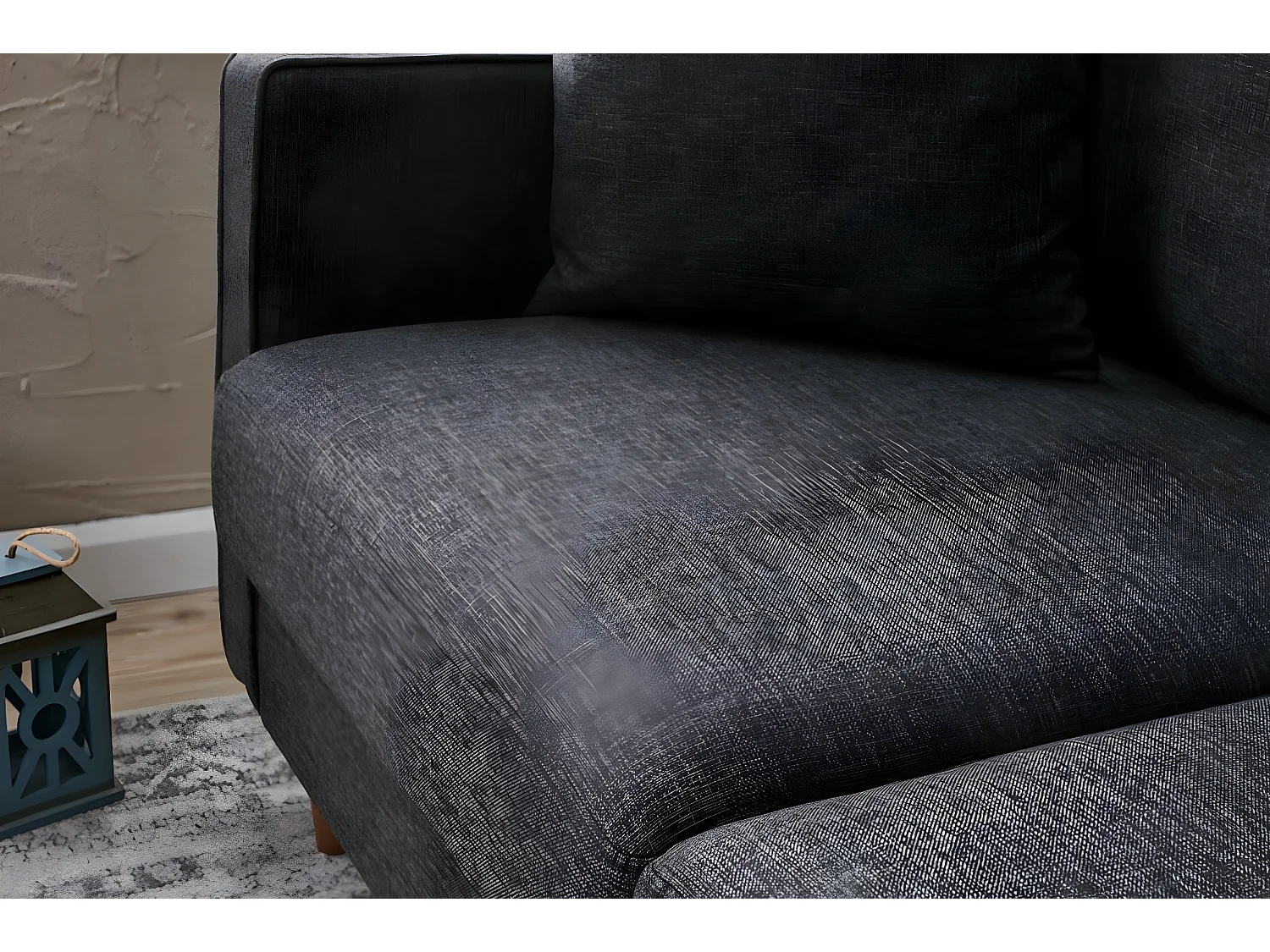 Canapé 2 places moderne Evania Tissu Gris anthracite