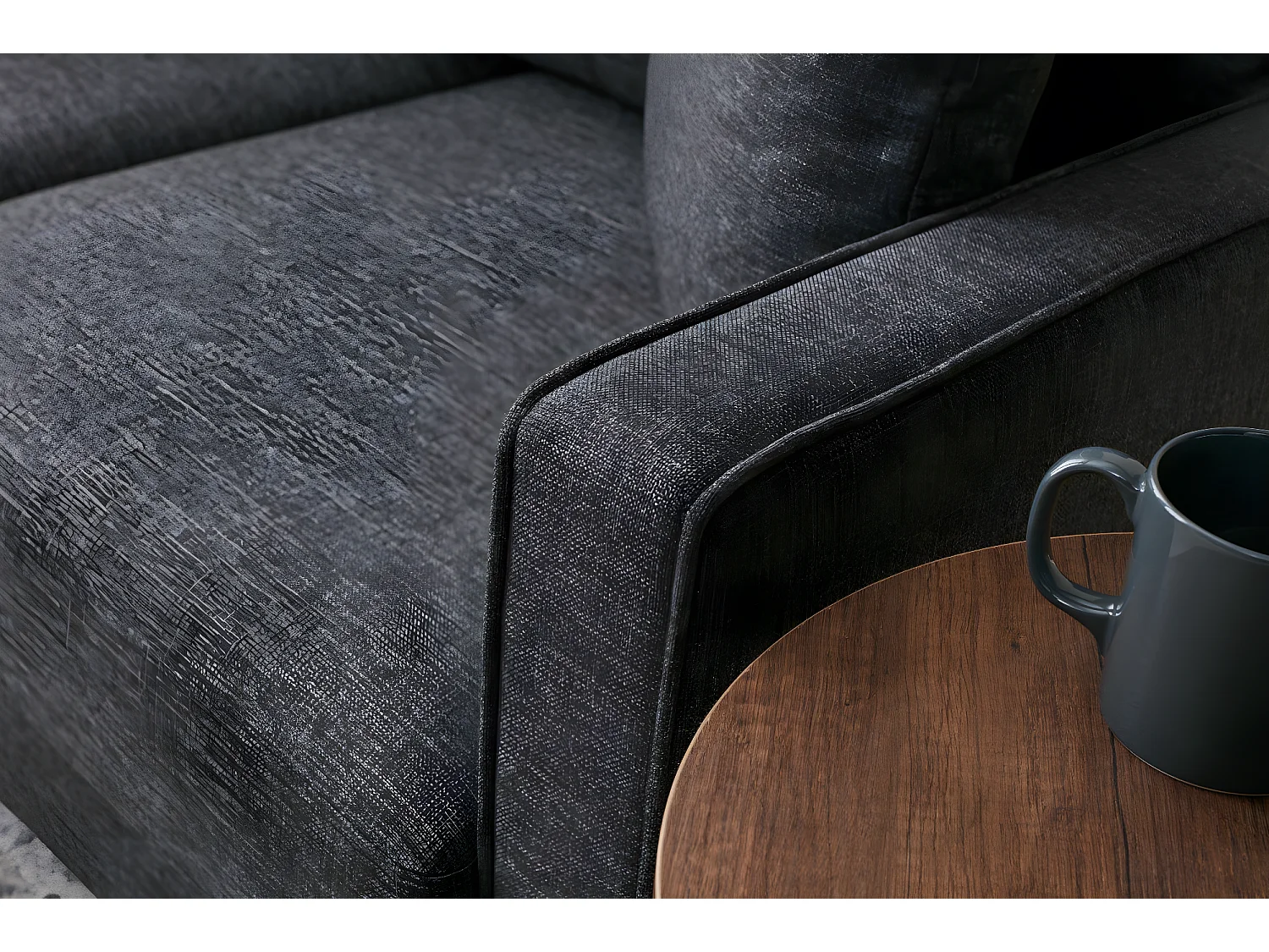 Canapé 2 places moderne Evania Tissu Gris anthracite