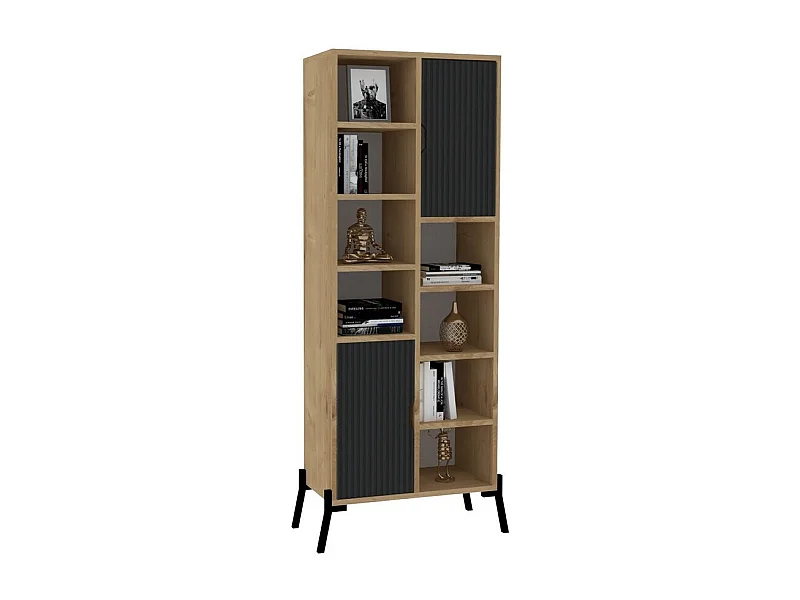 Librería – 58,6 cm x 160 cm x 30 cm – Roble Zafiro y Antracita – Melamina
