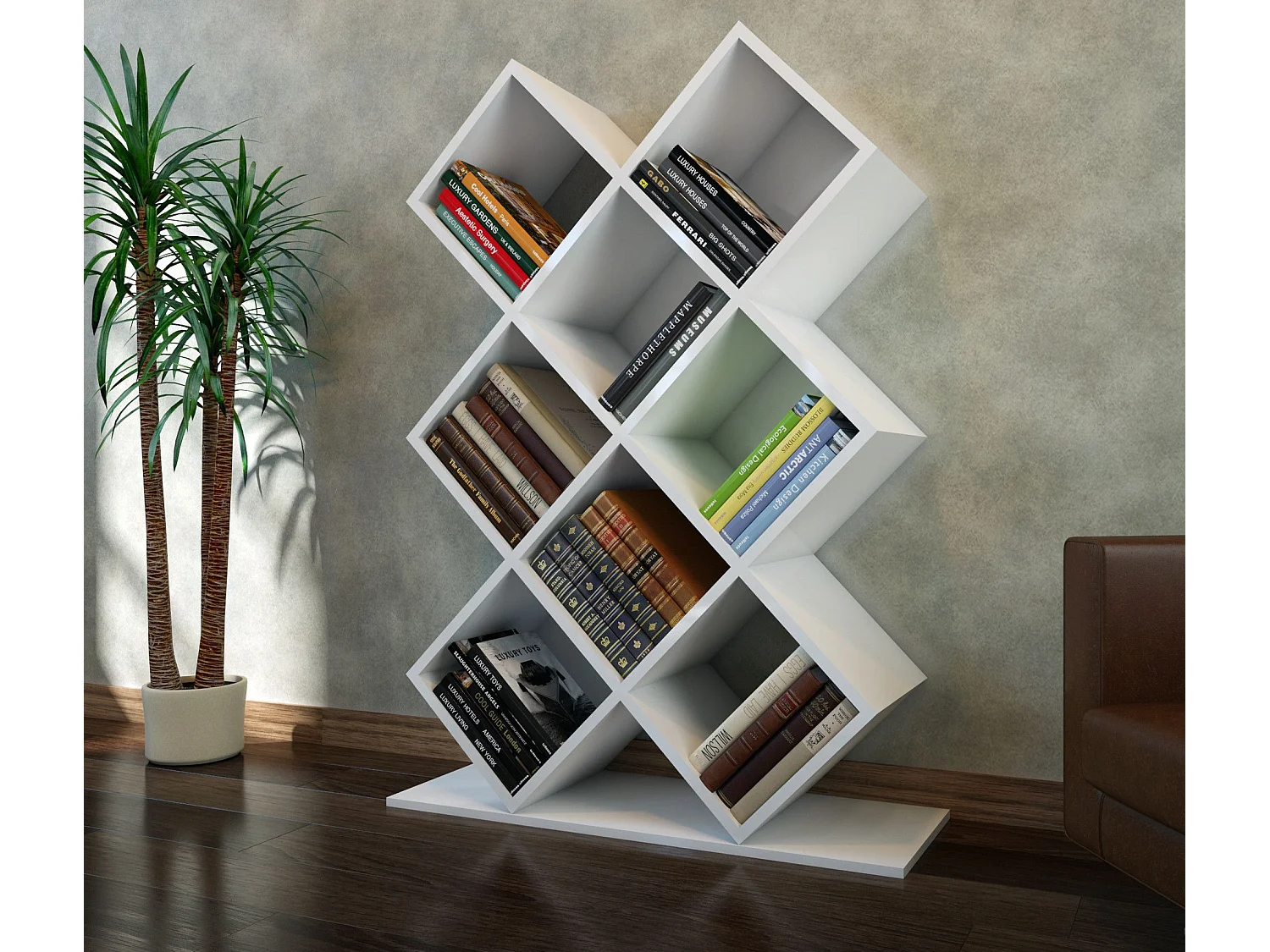 Estante de Livros – 90 cm x 129 cm x 19,5 cm – Branco – Painel de Partículas Revestido de Melamina