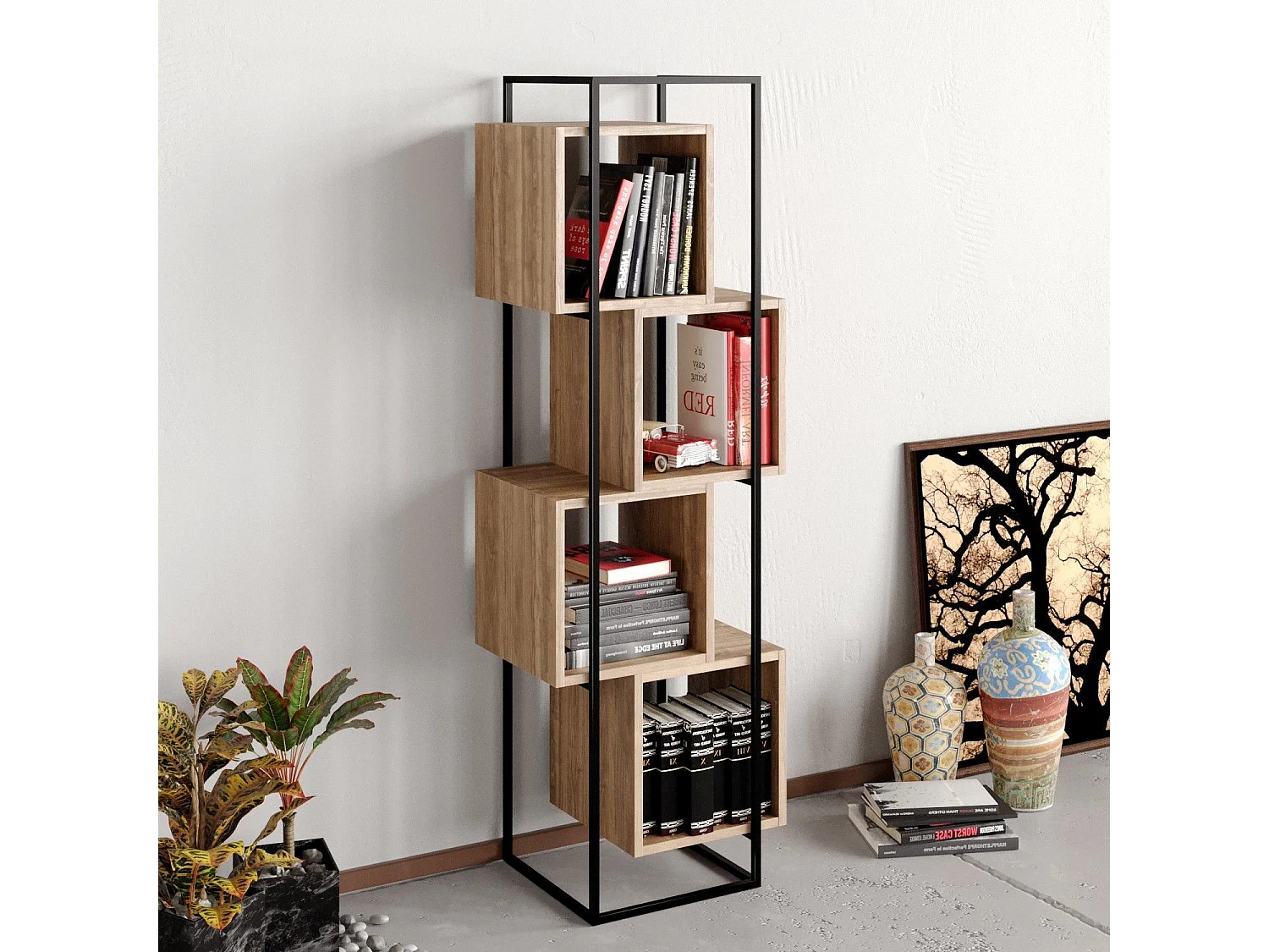 Estantería Kailua 151, Abierta sin pared trasera, Aglomerado laminado, 160x52x38cm