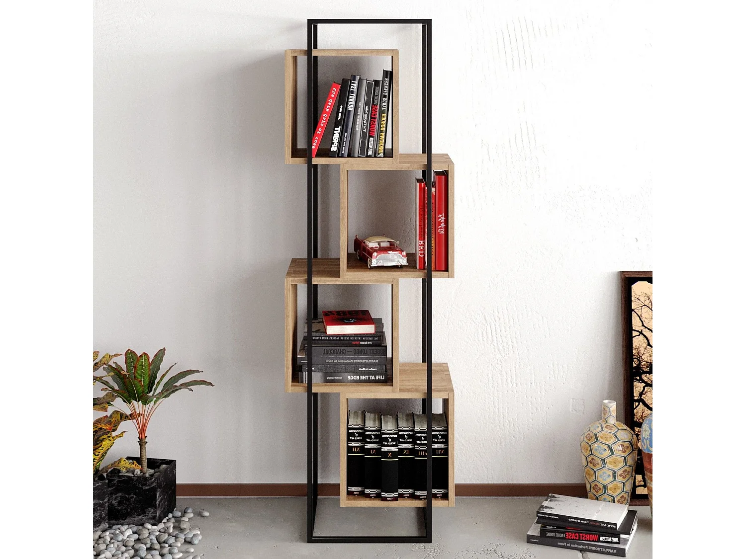 Estantería Kailua 151, Abierta sin pared trasera, Aglomerado laminado, 160x52x38cm