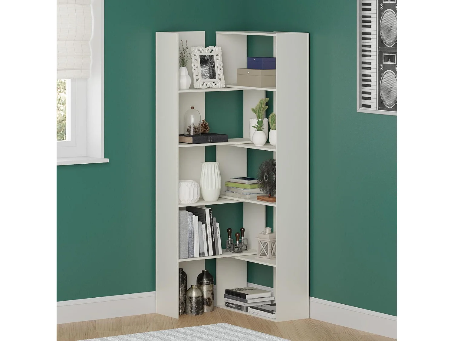 Estante de livros – 140 cm x 180 cm x 29,5 cm – Branco – Painel de partículas revestido em melamina