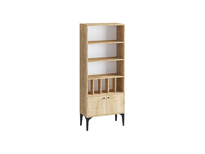 Regal Bücherregal 8 Regale 2 Türen Eiche Saphir Dekor H175 cm - Pollux
