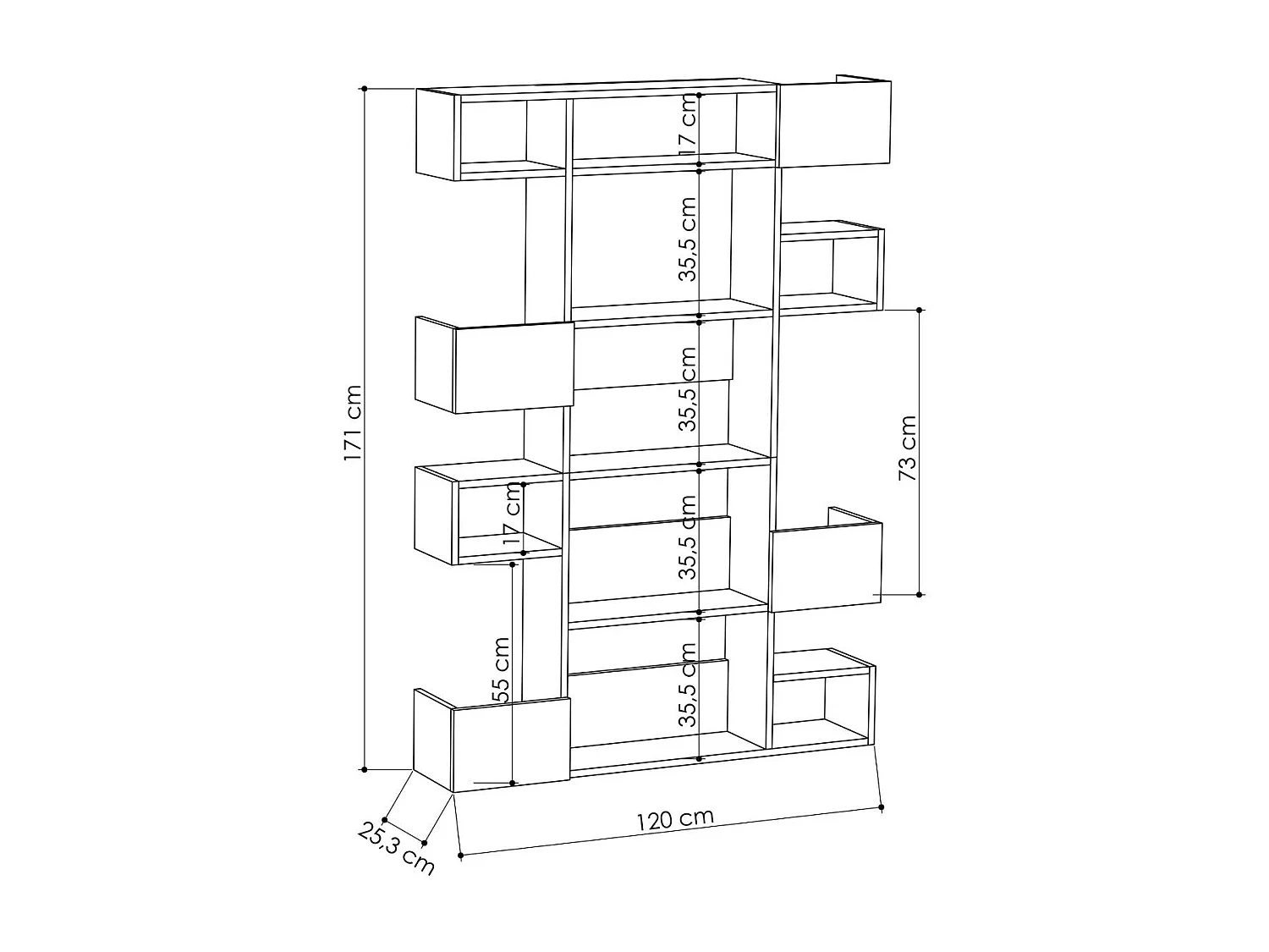 Regal 9 Fächern L120 cm - Niho