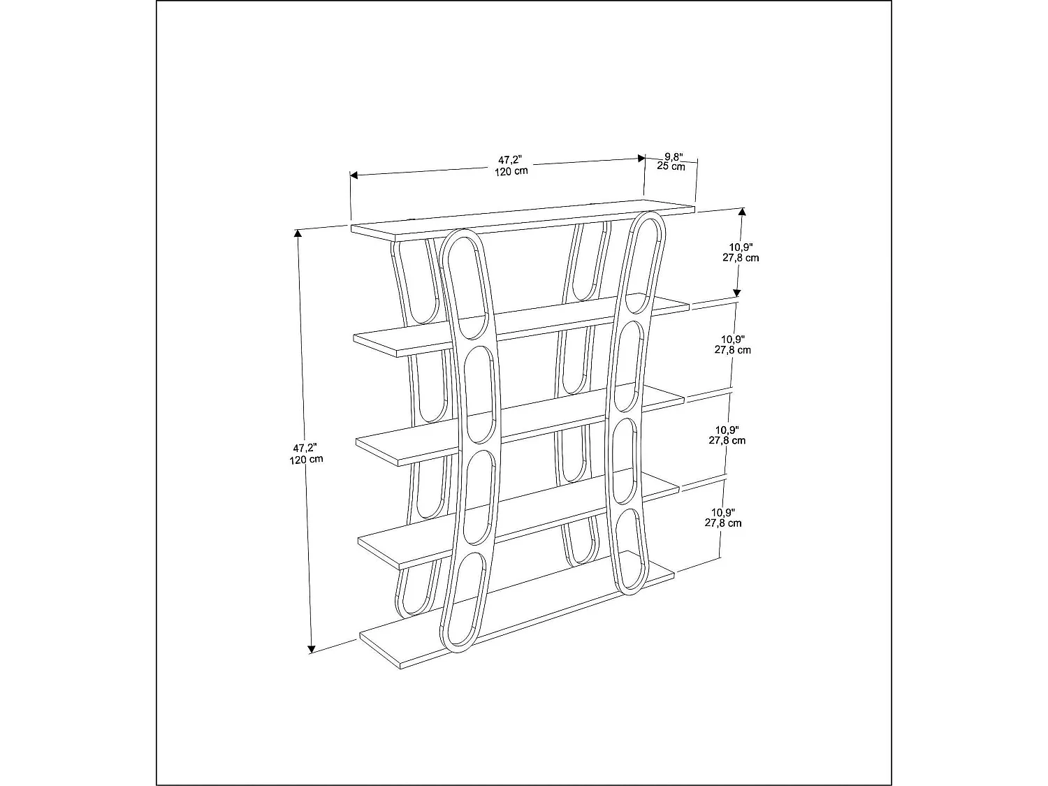 Étagère bibliothèque design Fortin H120cm Noir