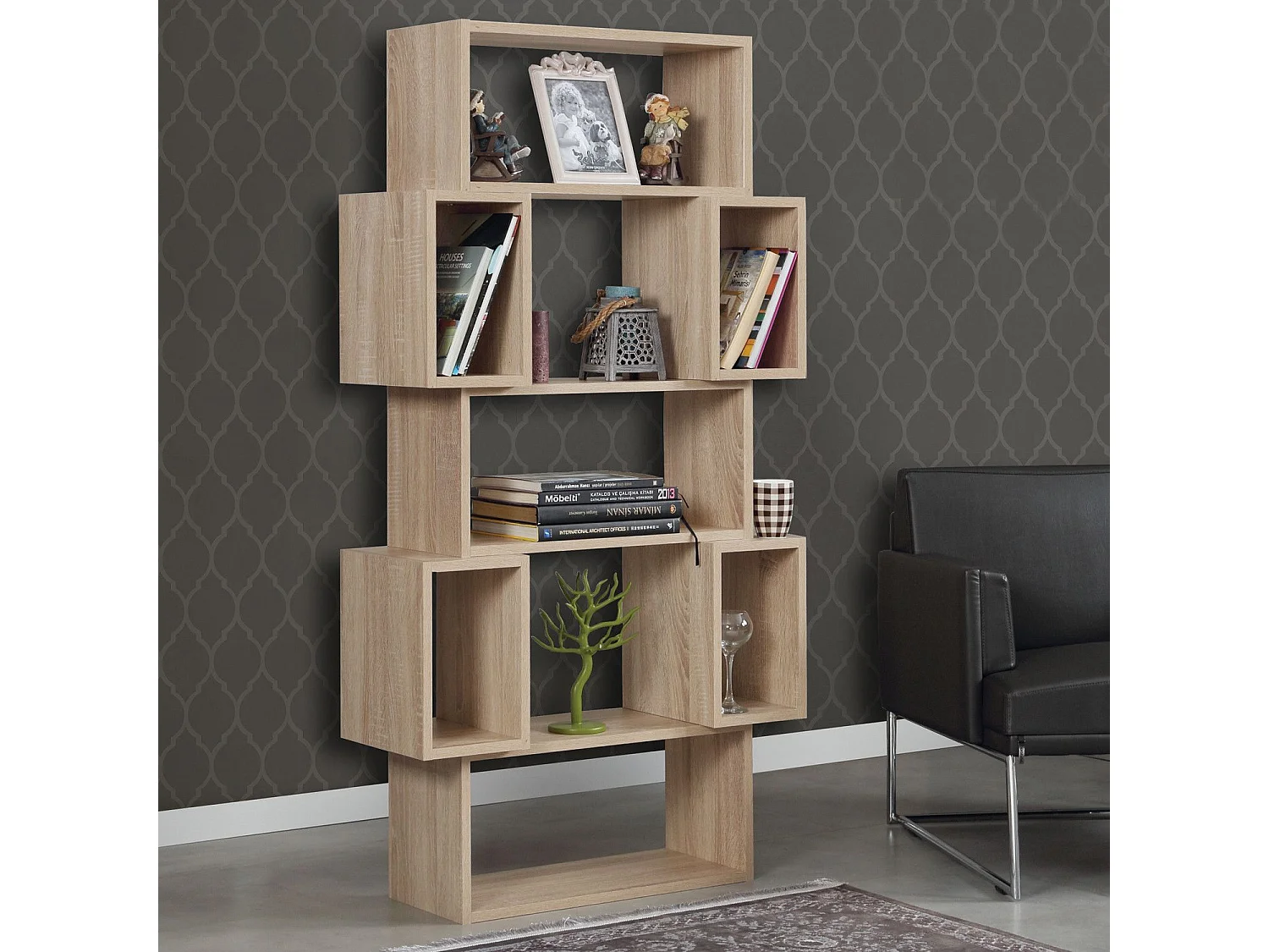 Étagère bibliothèque Iussit 160cm Bois Chêne clair