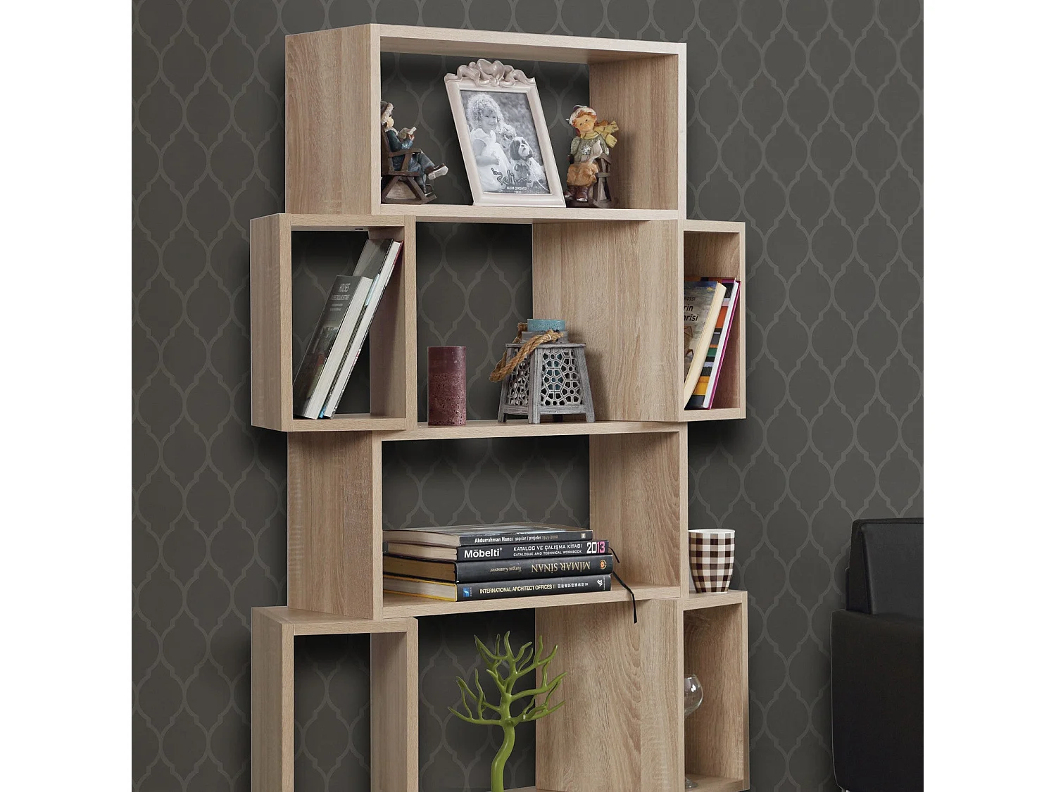Étagère bibliothèque Iussit 160cm Bois Chêne clair