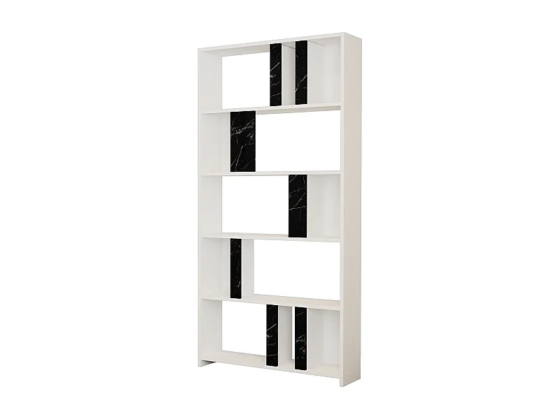 Librería moderna – 90 x 180 x 20 cm – Blanco y negro – Tablero de partículas revestido de melamina