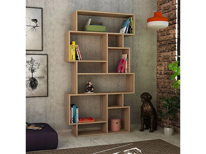 Estante moderna – 96 x 168,5 x 25,5 cm – Carvalho Sonoma – Aglomerado revestido em melamina