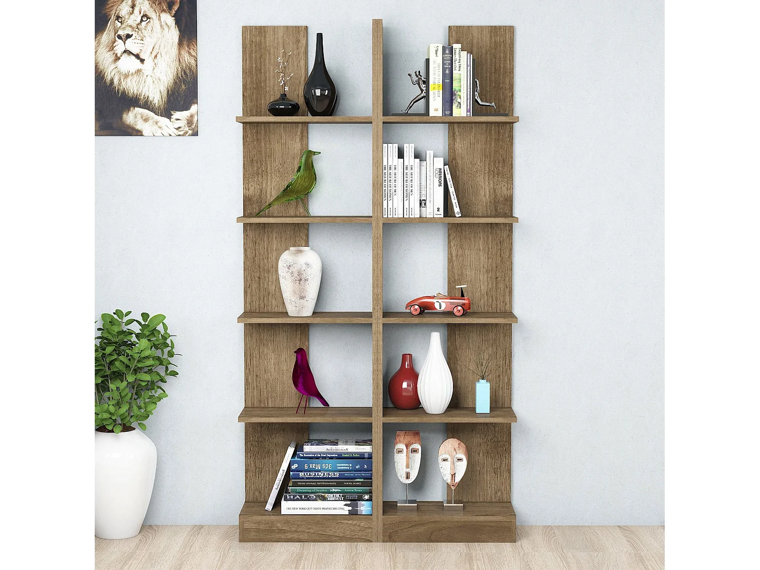 Étagère bibliothèque Attonitus 187cm Bois Naturel