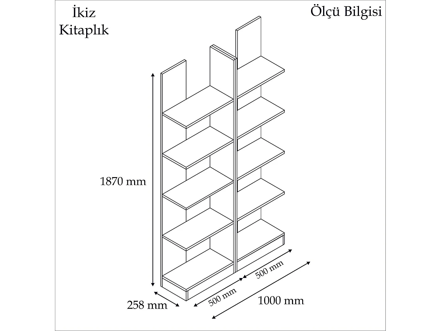 Étagère bibliothèque Attonitus 187cm Bois Naturel