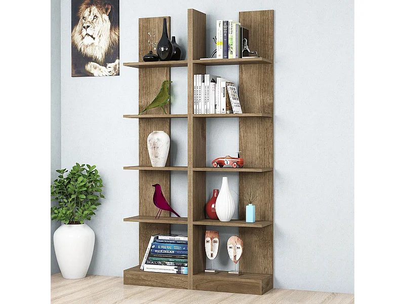 Estante escandinava – 100 x 187 x 25,8 cm – nogueira – painel de partículas