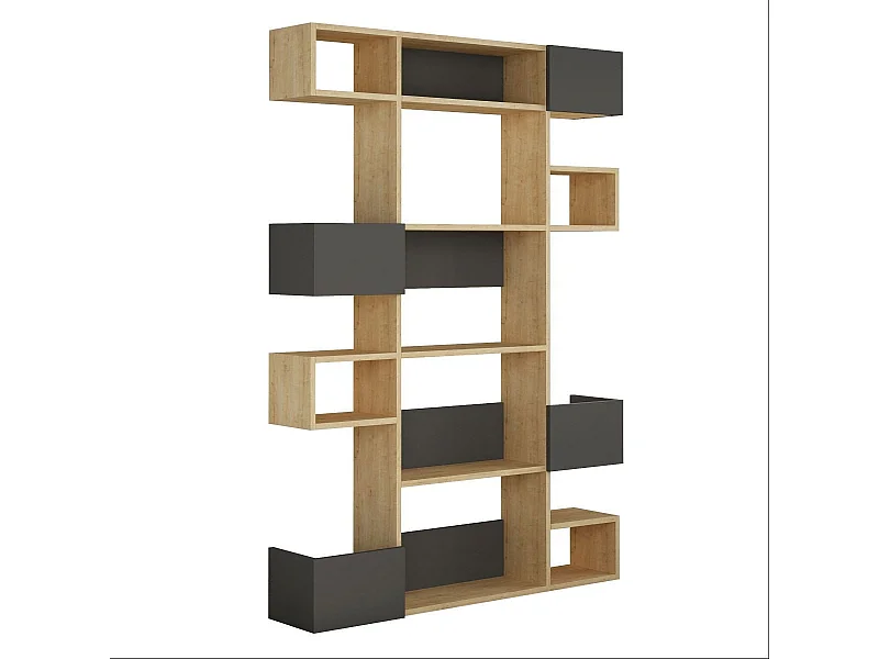 Estante Moderna – 120 x 171 x 27 cm – Carvalho e Antracite – 100% Melamina Revestida