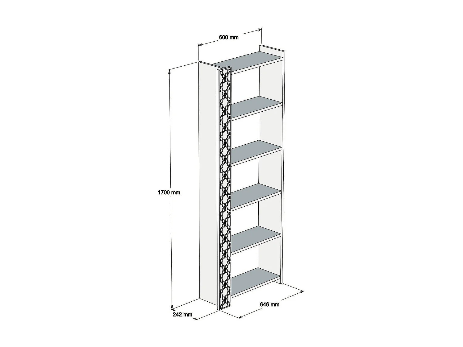 Librería moderna – 64,6 x 170 x 24,2 cm – Nogal y crema – Tablero de partículas