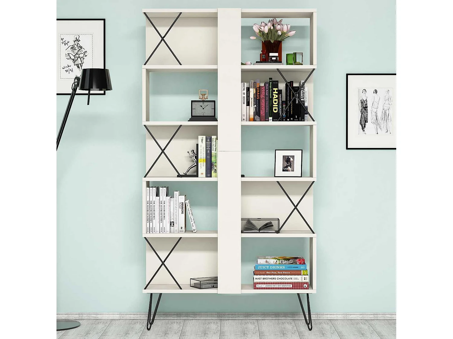 Étagère bibliothèque Transire 167,5cm Bois Blanc créme