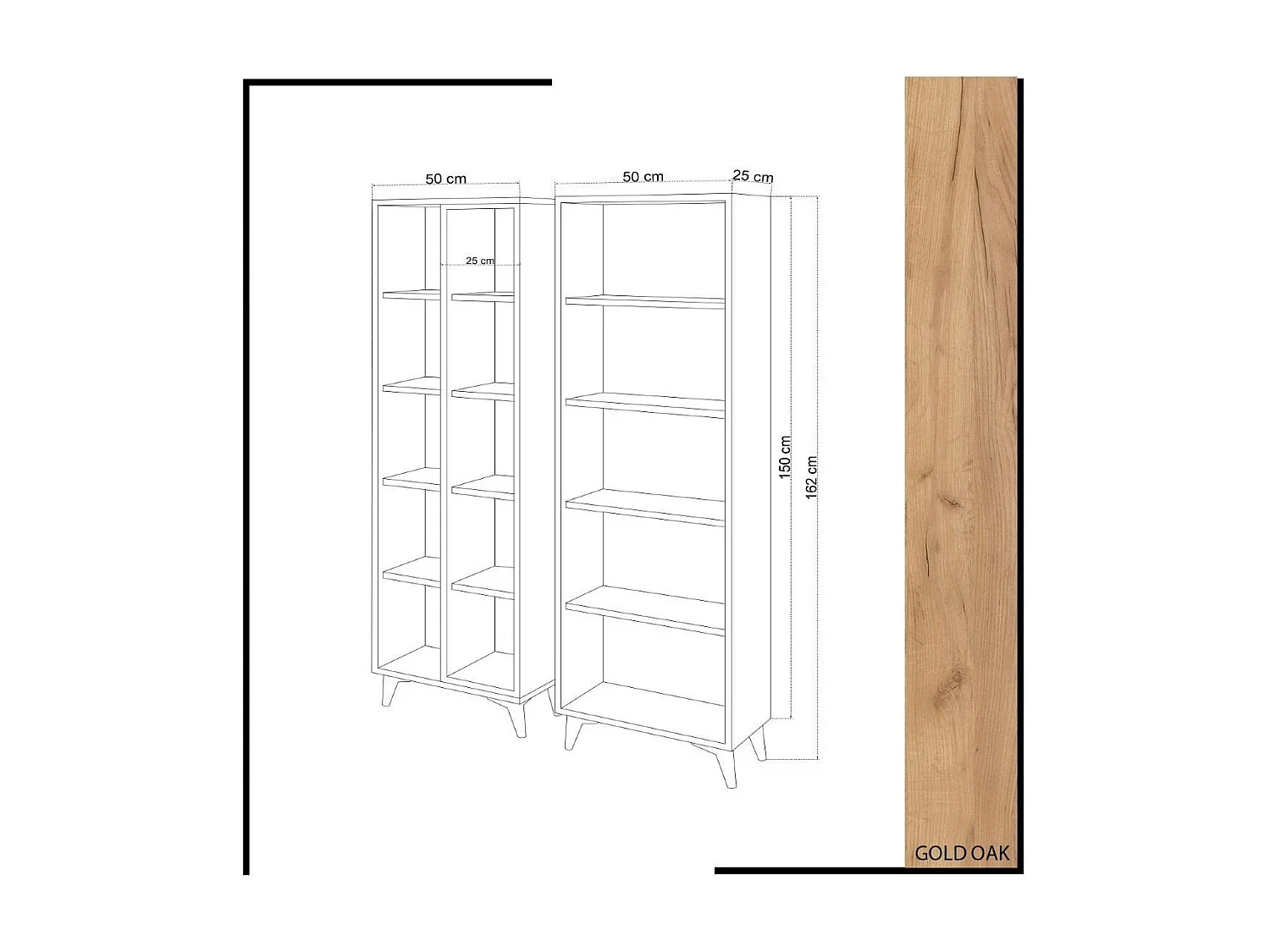 Etagère 15 tablettes décor chêne et blanc H162 cm - Potenza