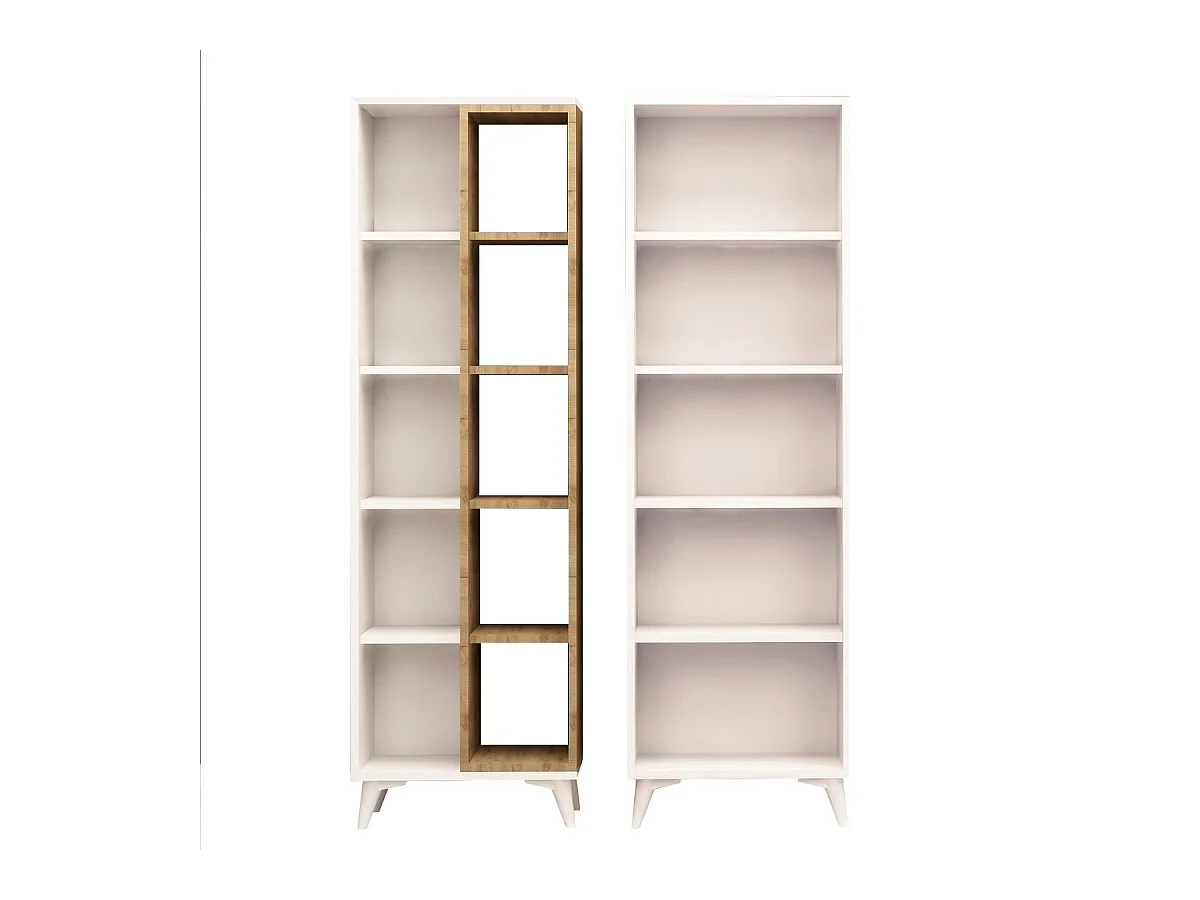 Etagère 15 tablettes décor chêne et blanc H162 cm - Potenza