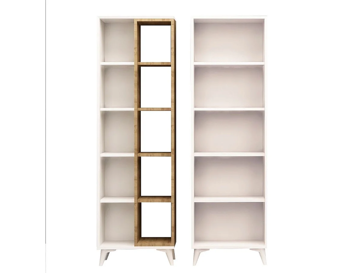 Etagère 15 tablettes décor chêne et blanc H162 cm - Potenza
