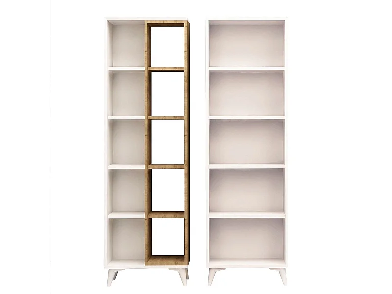 Estante moderna – 100 cm x 162 cm x 25 cm – carvalho e branco – melamina