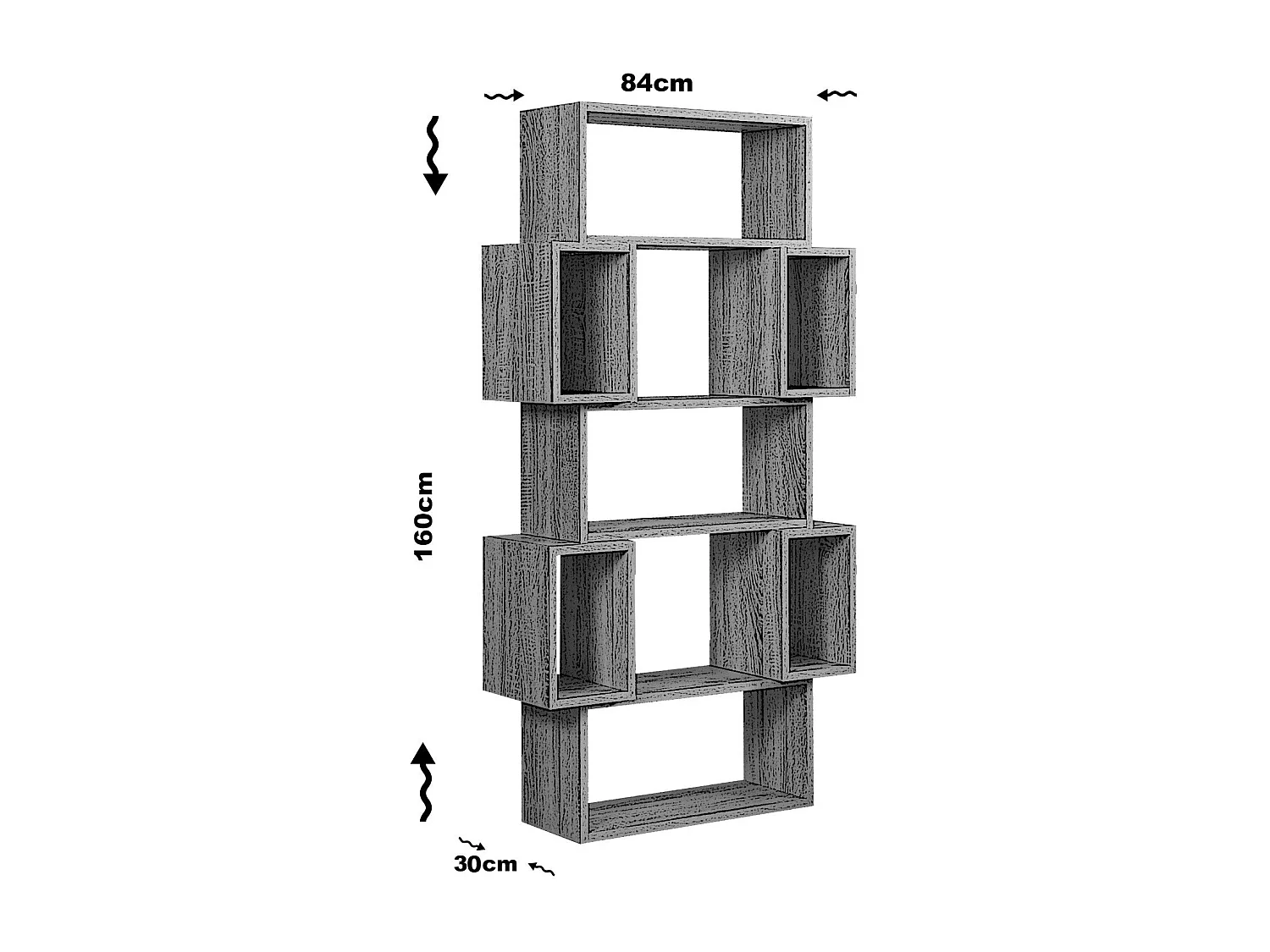 Boekenkast – 84 cm breed, 160 cm hoog, 30 cm diep – notenhout – melamine gecoate spaanplaat