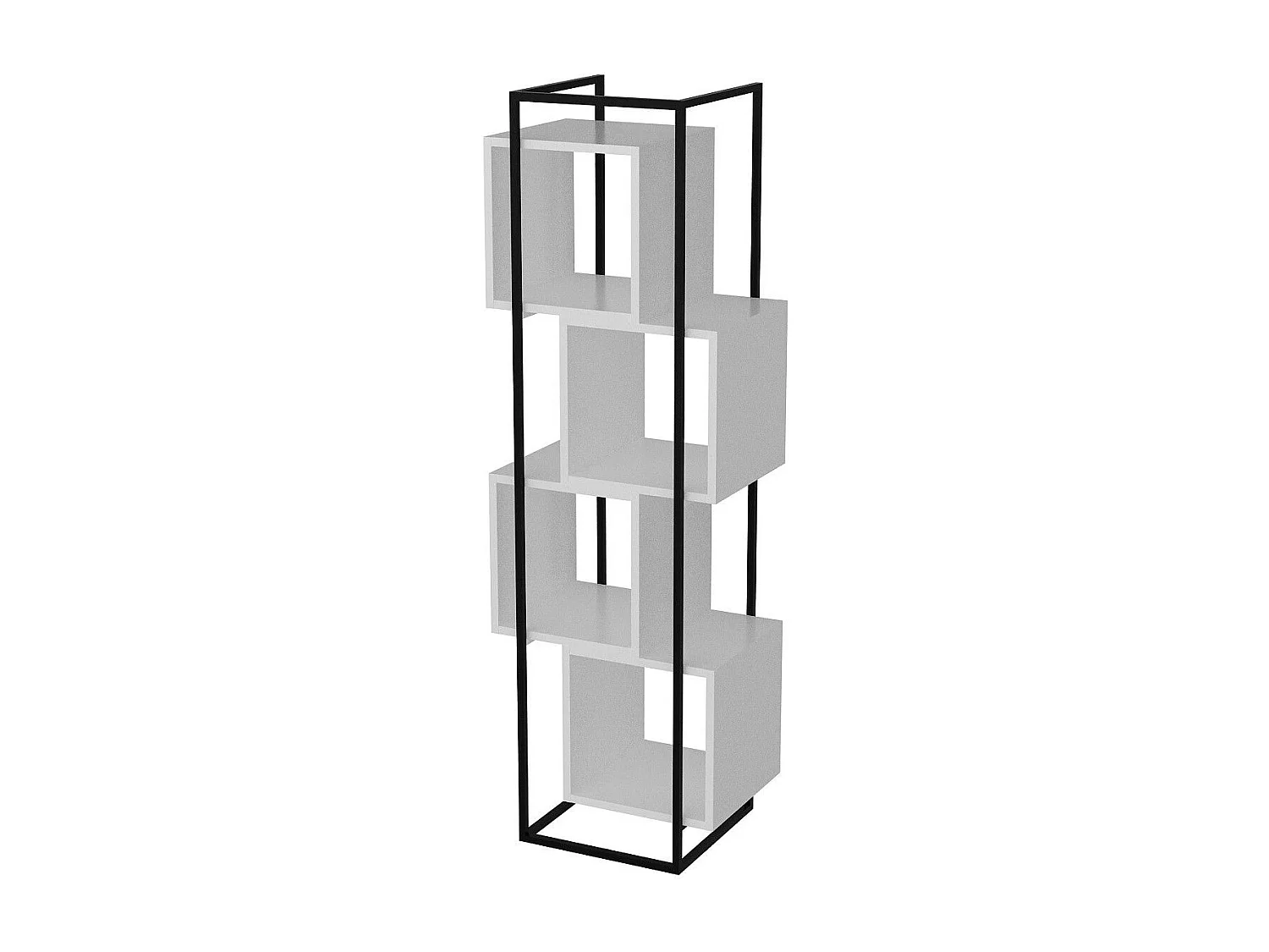 Estante moderna com estrutura de metal, preta e branca, 52 x 160 x 38 cm | Painel de partículas 100% revestido de melamina, 18 mm de espessu