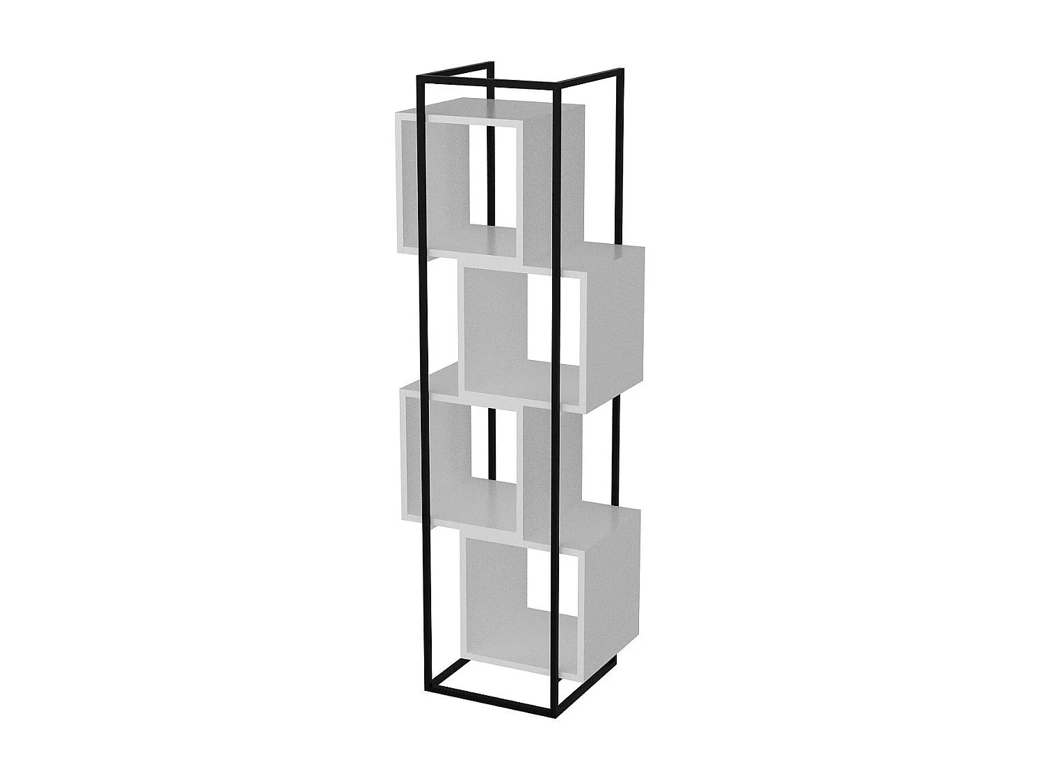 Estante moderna com estrutura de metal, preta e branca, 52 x 160 x 38 cm | Painel de partículas 100% revestido de melamina, 18 mm de espessu