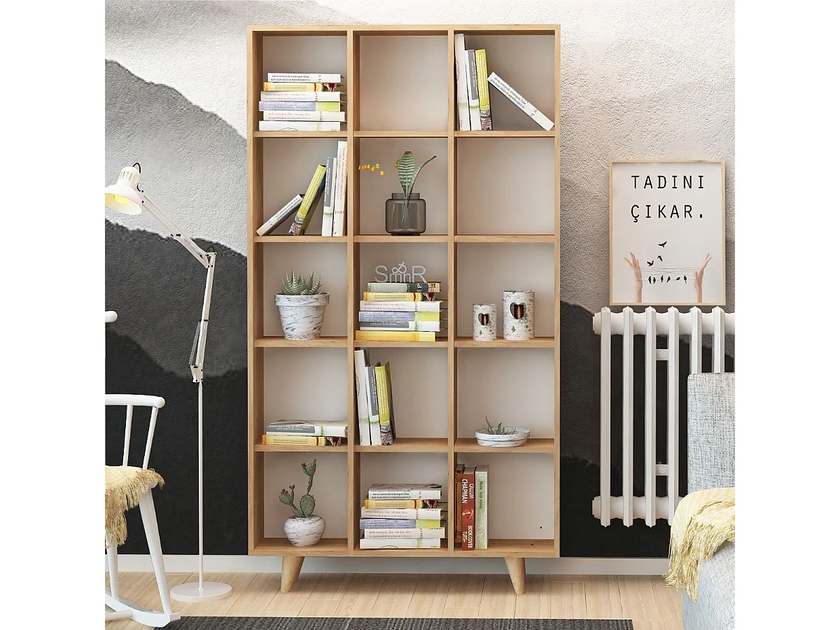 Regal 15 Eichenholzdekor-Tabletts L100 cm - Zipa