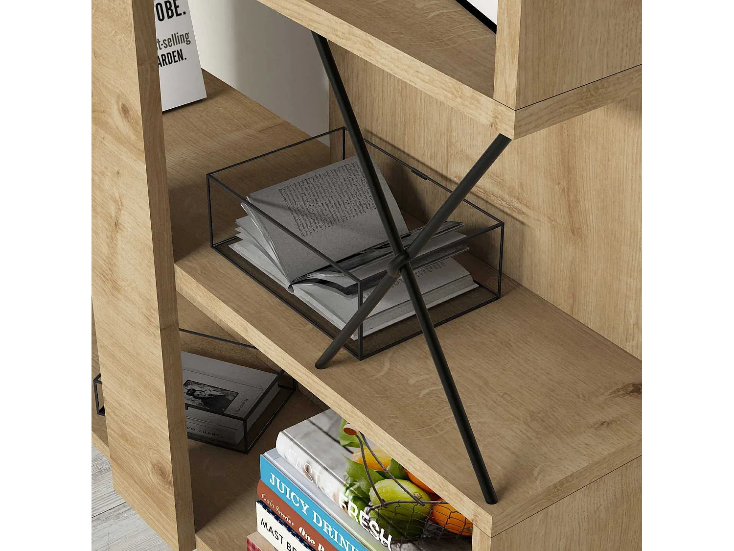 Estante moderna – 90 x 167,3 x 22 cm – Carvalho – Painéis de partículas revestidos de melamina