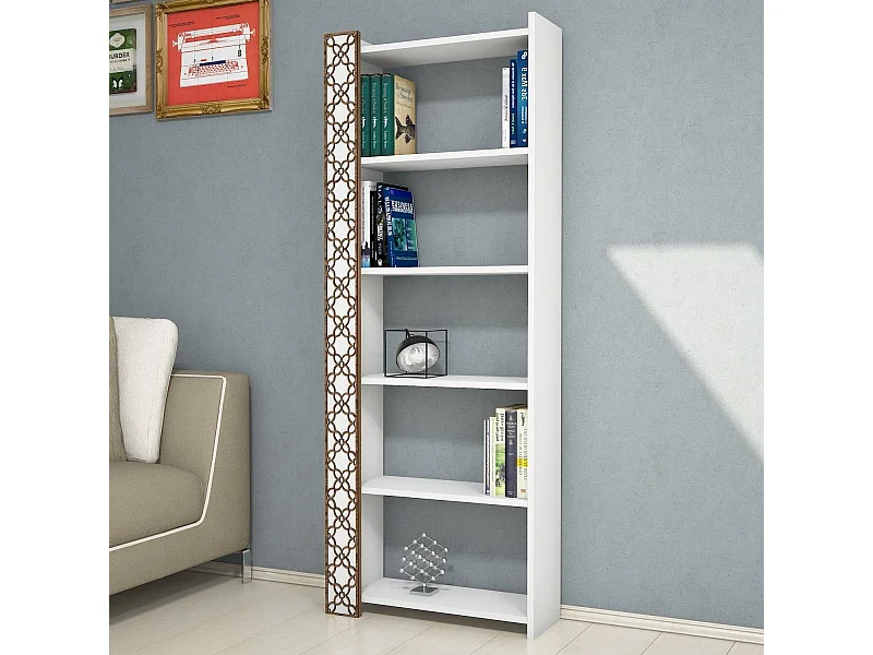Librería moderna – 64,6 cm x 170 cm x 24,2 cm – Blanco – Tablero de partículas recubierto de melamina