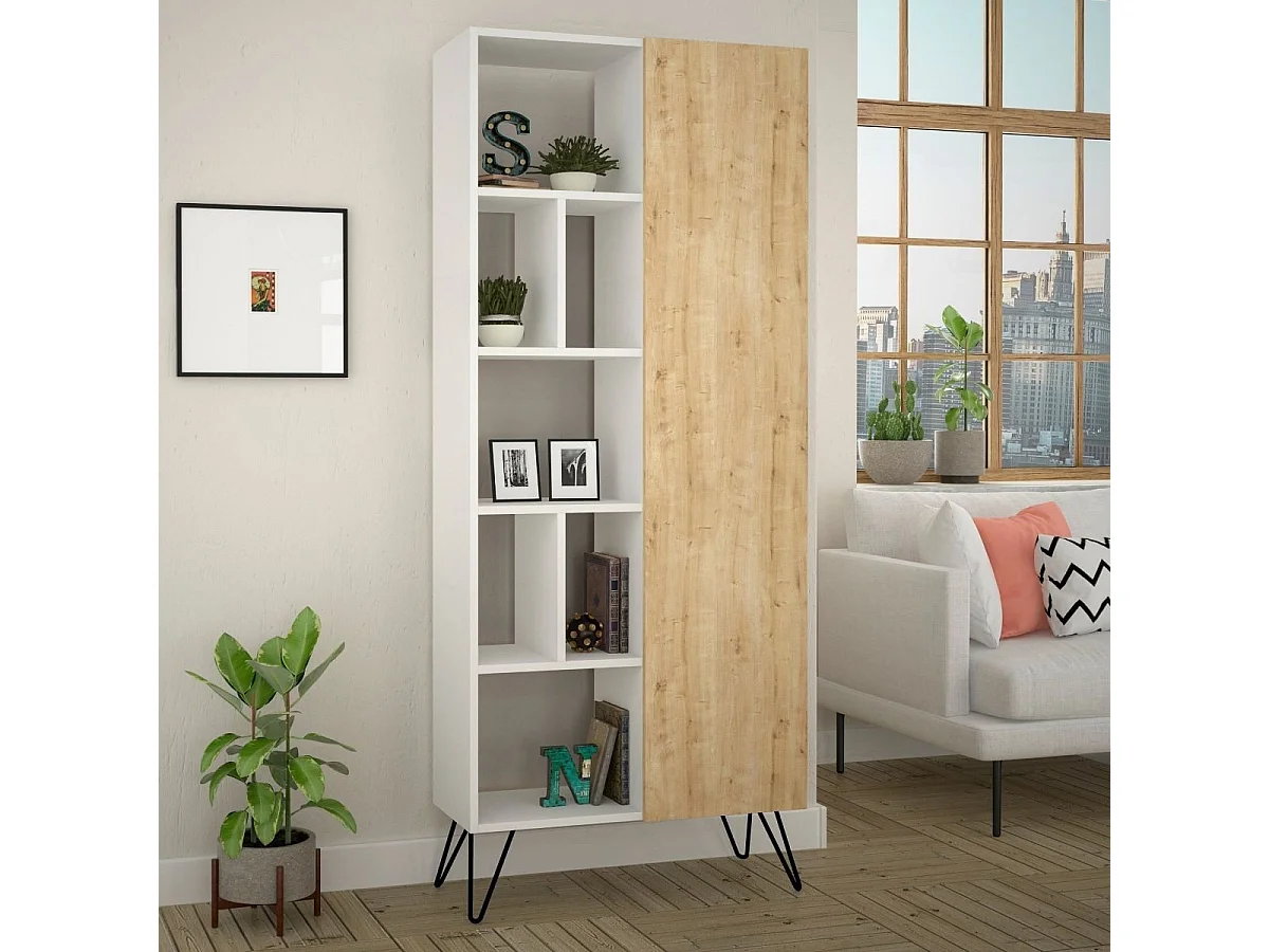 Regał z 11 półkami i 1 drzwiami H190 cm - Jedda