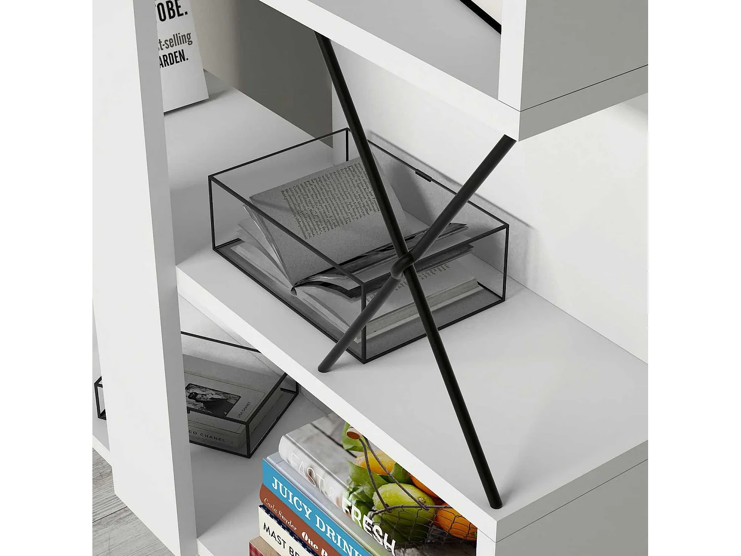 Estante moderna – 90 x 167,3 x 22 cm – Branco – Painel de partículas revestido a melamina