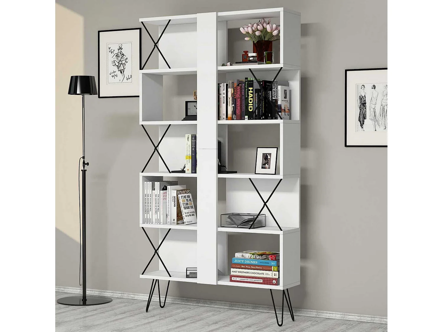Étagère bibliothèque Transire 167,5cm Bois Blanc