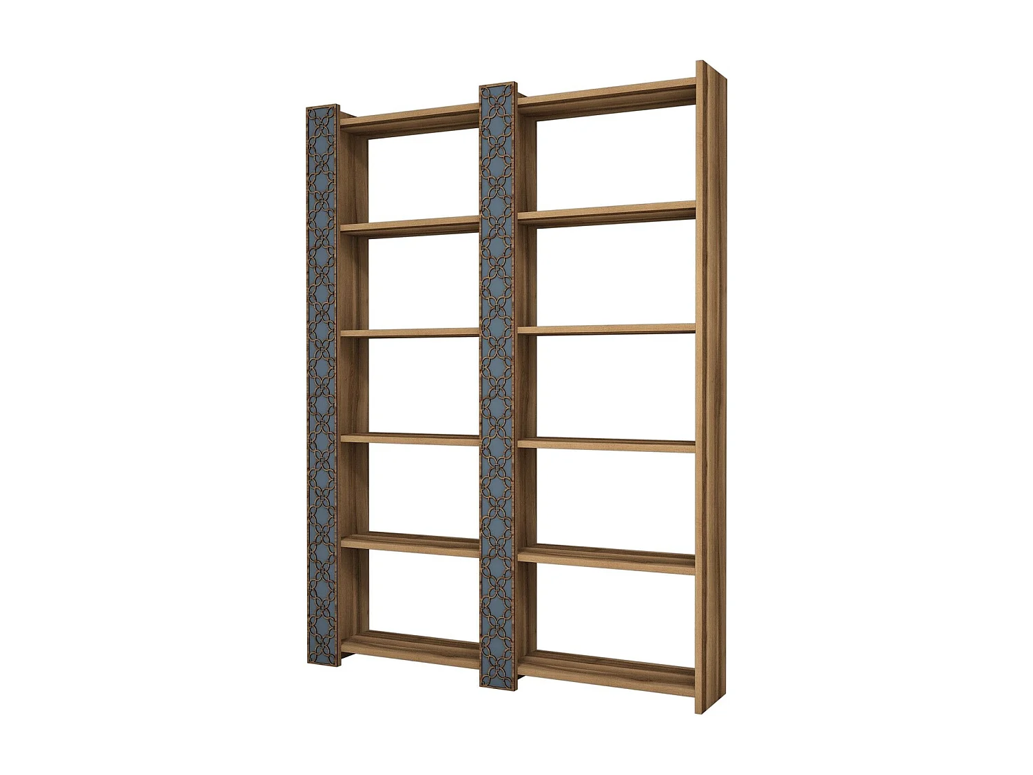 Librería moderna – 124,6 x 170 x 24,2 cm – Nogal y Calcedonia – Melamina