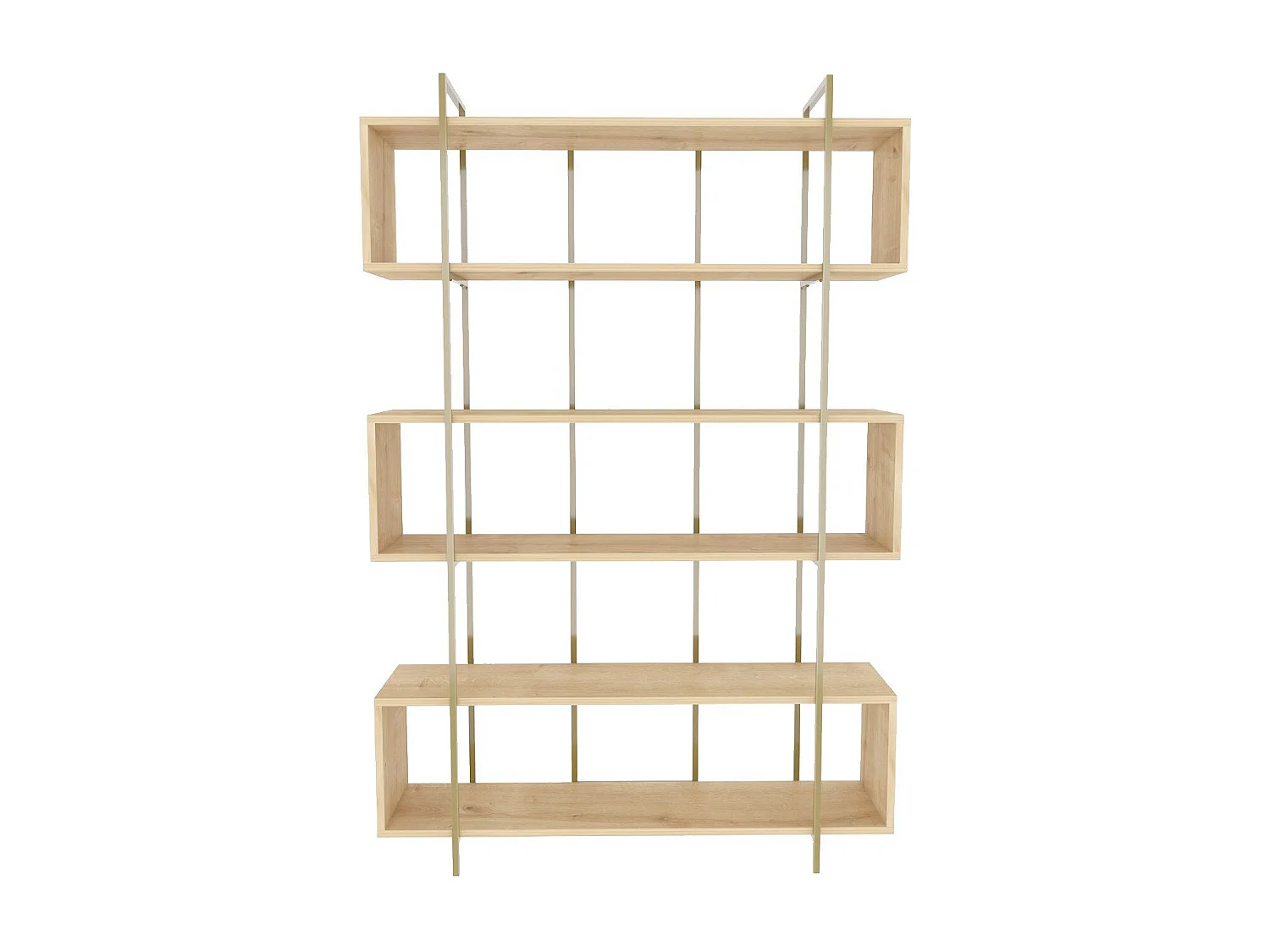 Elegante librería en tablero de partículas revestido en melamina – 120 x 180 x 29,6 cm – Roble y oro