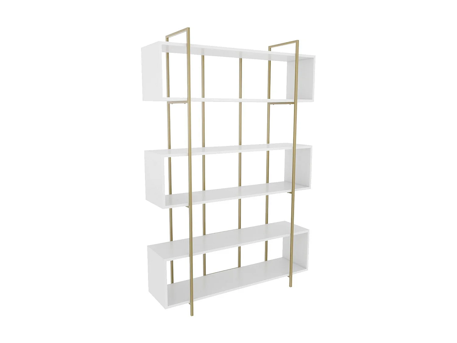 Librería elegante – 120 x 180 x 29,6 cm – Blanco y dorado – Tablero de partículas revestido de melamina