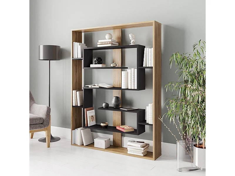 Estantería Kailua 1076, Abierta sin pared trasera, Aglomerado laminado, 156x120x22cm