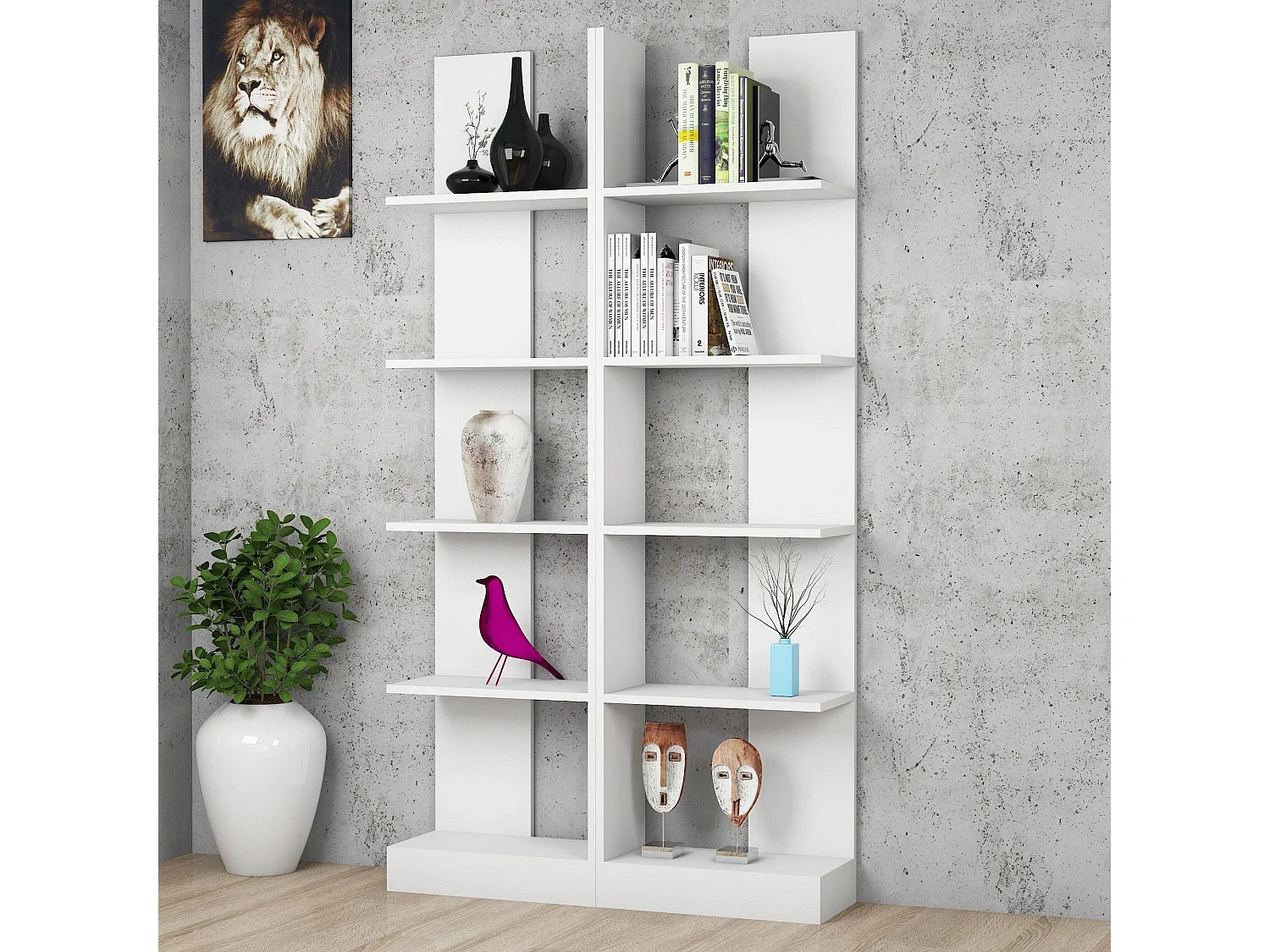 Estante estilo escandinavo – 100 x 180 x 25,8 cm – Branca – MDF revestido em melamina