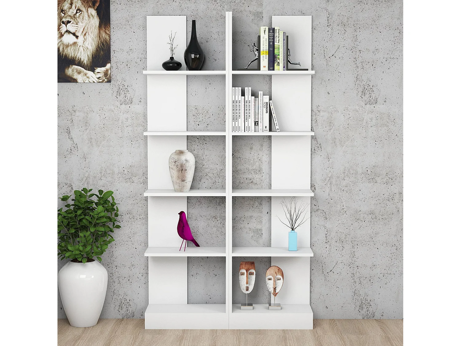 Estante estilo escandinavo – 100 x 180 x 25,8 cm – Branca – MDF revestido em melamina